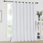 NICETOWN Room Divider Curtain, Sliding Door Curtain, Wide Width Thermal Drapes, Absorb Noise, Room Darkening, Vertical Blinds for Patio Door (Greyish White, Width 100 inches, Length 95 inches) by NICETOWN