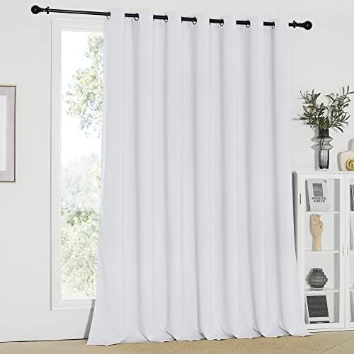 NICETOWN Room Divider Curtain, Sliding Door Curtain, Wide Width Thermal Drapes, Absorb Noise, Room Darkening, Vertical Blinds for Patio Door (Greyish White, Width 100 inches, Length 95 inches) by NICETOWN