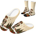 Jeiento Winter Fuzzy Slipper and Crew Socks for Women,Adult Slip-on Close Toe House Slipper,Flat Comfort home Slides by Jeiento