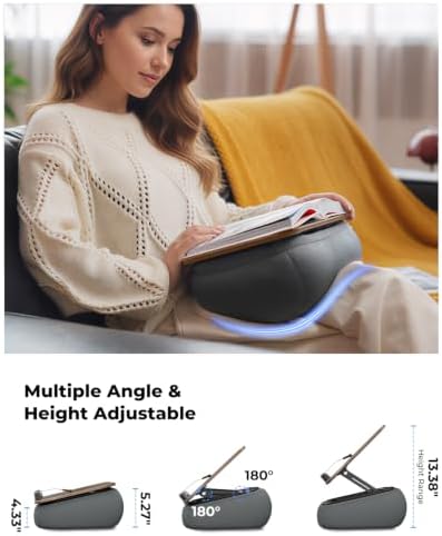 Viozon Lap Book Pillow Stand with Storage, Adjustable Beanbag Reading Pillow with Dark Wood Panel, Multi-Angle Book Holder for Hands-Free Reading in Bed or Sofa,Book Lover Essential, Soft Cushion - Image 5