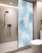 Window Privacy Film Frosted, Sky Blue Palm Trees Tropical Static Cling Door Window Covering, Summer Beach Botanical UV Blocking Windows Film for Office, Hotel, Bedroom, 29.5 x 78.7 Inches - Image 3