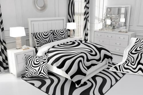 Erosebridal Black and White Toddler Bedding Set,Modern Abstract Aesthetic Comforter Set for Kids Bedroom Decor,Geometric Quilt Bed Set Minimalist Artwork Down Comforter with 1 Pillowcase - Image 6
