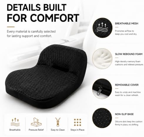 Car Seat Cushion with Integrated Lumbar Support, Memory Foam Pain Relief - Image 5