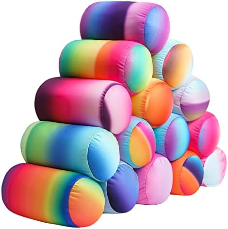 Squish Microbead Pillow Neck Lumbar Body Sopport Microbead Bolster 7 * 12Inches Travel Pillows for Chair Sleeping Car Seat Emotional Colorful Dormroom Accessory (Rainbow) - Image 7