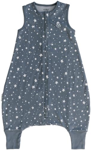 Woolino 4 Season Baby Sleep Bag or Sack with Feet, Australian Merino Wool and Organic Cotton, 6-18 m, Star Gray by Woolino