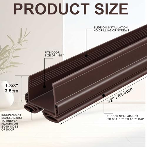 Yaocom 4strip 32" Vinyl U Shape Door Bottom Seal Slide on Door Sweep, Brown - Image 2