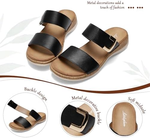 Littleplum Women Slides Sandals Arch Support Open Toe Slip on Sandals Soft Cushion Slippers Comfy Casual Summer Shoes for Walking Beach Travel - Image 5