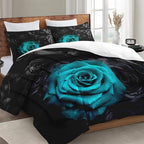 WeCozy King Comforter Set, 3 Pieces Floral Rose Bedding, All Season - Image 3