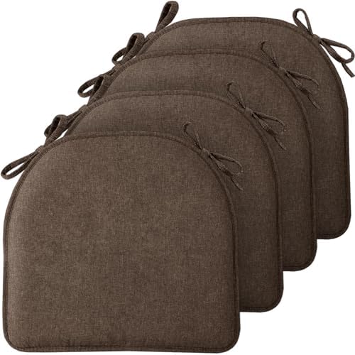 TushGuard Chair Cushions, 4 Pack Memory Foam Chair Pads, Brown by TushGuardSeatCushonsPillows