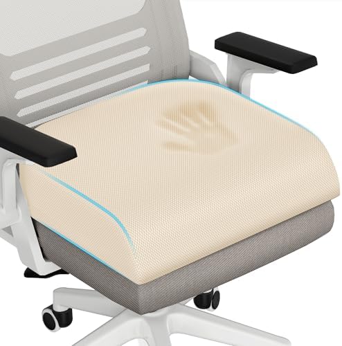 TranquilRelax 2XL Memory Foam Seat Cushion for Office Chair, 3.7-Inch, Khaki by Unknown
