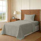 Pizuna 100% Cotton Twin Sheet Set 600 Thread Count Silver by Pizuna