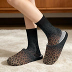 Jeiento Winter Fuzzy Slipper and Crew Socks Warm Winter Shoes Lightweight Soft Cushion House Slipper Bedroom Shoes - Image 2