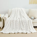 Aganear Fleece Throw Blanket for Bed Couch 90"x108" White - Image 5