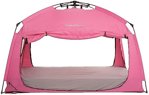 Indoor Instant Privacy Bed Tent for Sleeping,Quick Set-up Bed Canopies,Portable Bed Drapes with Large Space and 3 Doors (Pink, Twin) - Image 5