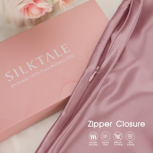 100% Mulberry Silk Pillowcase, Dusty Rose, Standard 20x26 - Image 3