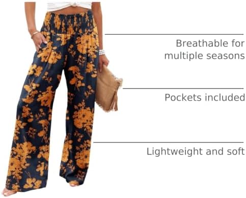 Angerella Womens Elastic High Waisted Palazzo Pants Casual Wide Leg Long Lounge Pant Trousers with Pocket - Image 4