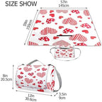 MNSRUU Picnic Blanket Waterproof Foldable, Dotted Heart Large Outdoor Picnic Beach Camping Blanket Travel Mat, Shoulder Strap Tote, Rectangle 57x59in - Image 3