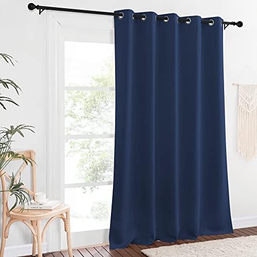 NICETOWN Blackout Navy Blue Bedroom Curtain 118 inches Long, Grommet Thermal Insulated Room Divider Drape Solid Window Treatment for Sliding Door/Living Room, W66 x L118, 1 Panel - Image 2