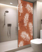 Window Privacy Film Frosted, Burnt Orange Leaves Static Cling Door Window Covering, Middle Century Tropical Monstera UV Blocking Windows Film for Office, Hotel, Bedroom, 29.5 x 78.7 Inches - Image 3