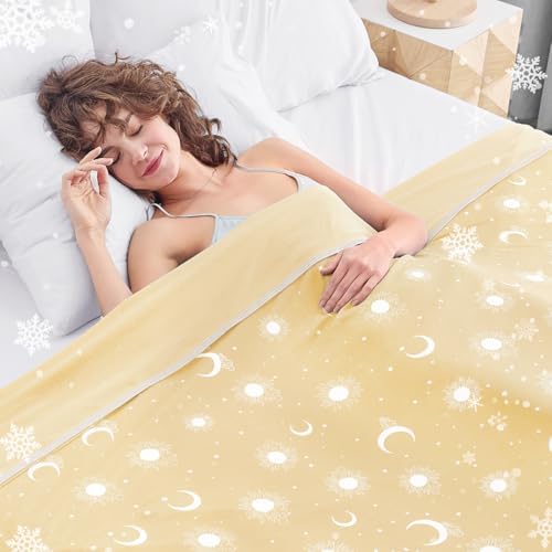 inhand Cooling Blanket - Cooling Blankets for Hot Sleepers -Decorative Lightweight Breathable Summer Cold Blankets for Sleeping Night Sweats to Keep Cool-(90"x108") Beige by inhand