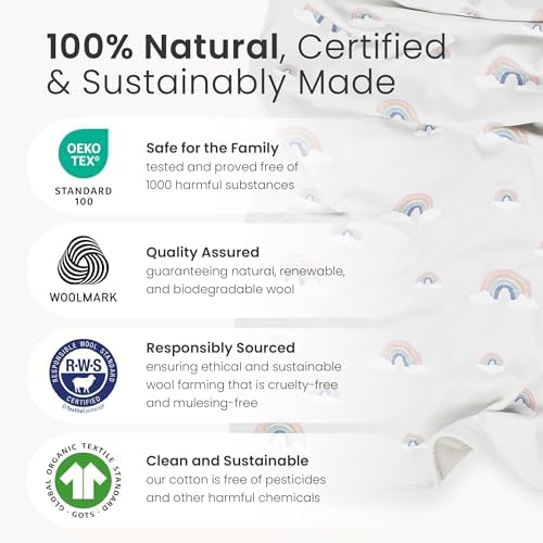 Woolino Baby Blanket for Crib or Stroller - Merino Wool and Organic Cotton Infant Blanket - 4 Season - 40” x 31.5” - Stars - Image 3