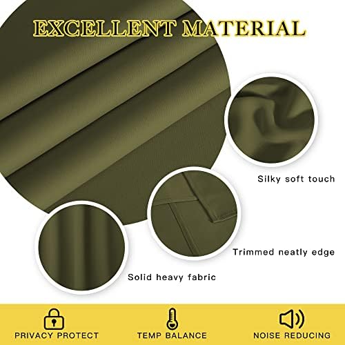 NICETOWN Window Treatment Sliding Door Curtain - Thermal Insulated Wide Width Solid Blackout Patio Glass Door Drape, Extra Wide Draperies (Olive Green, 100 inches Wide x 84 inches Long) - Image 3