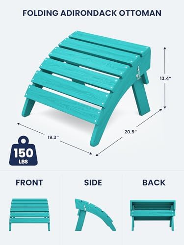 KINGYES Folding Adirondack Ottomans Set of 2 for Adirondack Chair, Aruba - Image 3