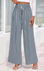 PRETTYGARDEN Womens Pants Elastic Waist Striped Lightweight Palazzo Pant - Image 4