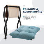 HollyHOME 15"(H) Folding Footrest Stool, Upholstered Small Foldable Ottoman, Accent Padded Sofa Foot Stool for Lazy Chair, Metal Frame Portable Foot Rest Ottoman for Home, Living Room, Bedroom, Blue - Image 6