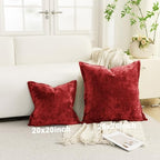 Greek Velvet Euro Sham Covers Set of 2 26x26 Luxury Soft Solid Pillow Covers for Living Room Bedroom Yard,Red - Image 6