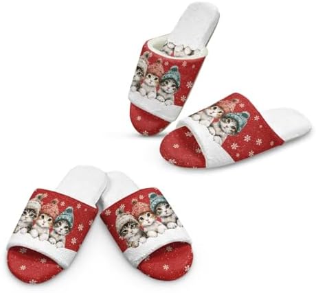 Jeiento Animal Cat Pattern Slippers for Women Lady Open Toe Slippers Soft Cushion Slip Resistant Spa Slipper for Hotel,Cozy Home Shoes by Jeiento