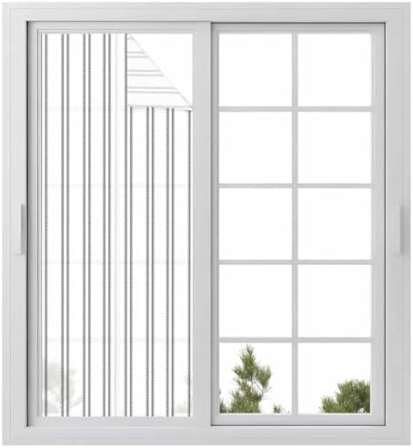 Window Privacy Film Frosted, Black Striped Vintage Static Cling Door Window Covering, Farmhouse Lines Rustic Minimalist UV Blocking Windows Film for Office, Hotel, Bedroom, 29.5 x 78.7 Inches by Unknown