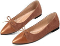 KUNWFNIX Women's Ballet Flats Foldable Classic Crown Rhinestone Slip On Bowknot PU Leather Faux Suede Pointed Toe Comfort Flat Casual Dress Shoes by KUNWFNIX