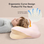 Memory Foam Toddler Pillow, Breathable Cooling Removable Pillowcase, Kids Pillow for Sleeping, Ergonomic Contour Neck Pillow for Back & Side & Stomach Sleeping 12x22 in (Blue) - Image 5