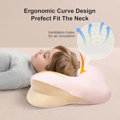 Memory Foam Toddler Pillow, Breathable Cooling Removable Pillowcase, Kids Pillow for Sleeping, Ergonomic Contour Neck Pillow for Back & Side & Stomach Sleeping 12x22 in (Blue) - Image 5