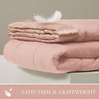Madison Park Down Alternative Twin Size Blanket for Bed, Satin Trim, Blush - Image 2