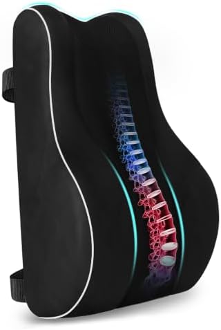 CloudBliss Lumbar Support Pillow, Memory Foam for Office, Standard, Black by CloudBliss