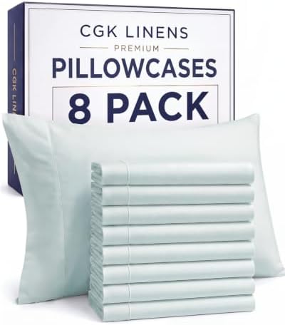 King Pillow Cases - 8 Pack Soft Pillowcase Covers - 20" x 40" (Ice Blue) by CGKUnlimited