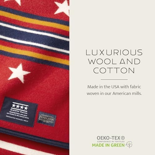Pendleton Jacquard Napped Throw Blanket 64" x 80" - Wool Cotton, Reversible - Image 6
