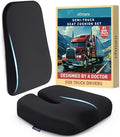 Elmara Doctor-Designed Semi-Truck Seat Cushion for Truck Driver – The Ultimate Comfort Solution for Long-Haul Drivers – Trucker Seat Cushion & Back Support – 2-Piece Ergonomic Set (Black) by Elmara