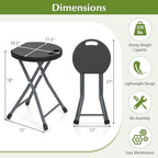 GYMAX Folding Stool, 18in Portable Collapsible Bar Stool with Handle & Steel Frame, 330lbs Sturdy Foldable Lightweight Metal Chair for Outdoor/Indoor Kitchen Home Bar, Assembly Free (Set of 2, 18inch) - Image 3