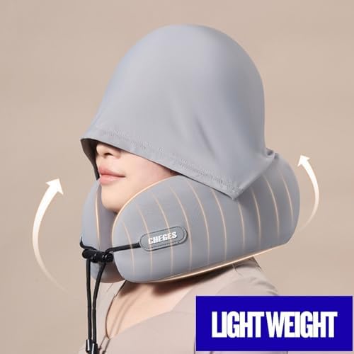 Travel Neck Pillow with Privacy Hoodie Memory Foam 360° Neck & Chin Support Portable with Carry Bag Airplane Sleeping Pillow for Comfort (Pink) - Image 5