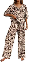 Ekouaer Pajama Sets Womens 2 Piece Short Sleeve Long Pants Pjs Lounge Set by EKOUAER