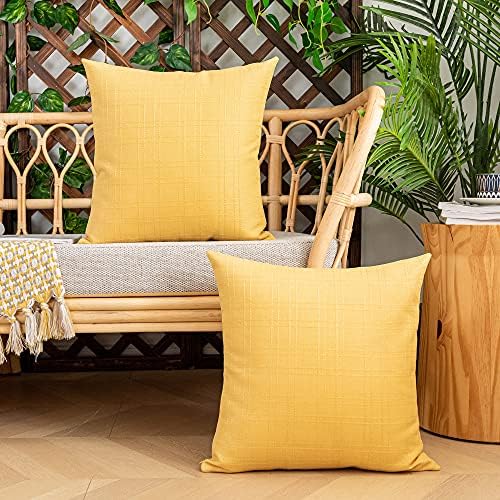 Kevin Textile Outdoor Waterproof 26”x26” Pillow Covers 2 Pack, Yellow - Image 5
