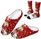 Jeiento Winter Fuzzy Slipper and Crew Socks for Women,Adult Slip-on Close Toe House Slipper,Flat Comfort home Slides by Jeiento