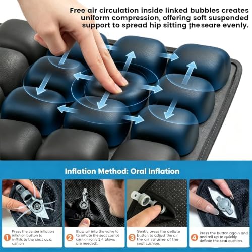 Inflatable Travel Seat Cushion for Airplane Long Flights Black - Image 4