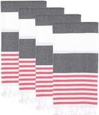 Turkish Beach Towels Set of 4 | Oversized, Quick Dry, Sand Free | 100% Cotton, Large 38x71 Towels for Beach, Pool, Travel | Ultra-Soft, Compact, and Absorbent | Black/Red by PADISHAHHOME