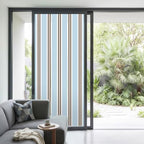Window Privacy Film Frosted, Light Brown Blue Striped Non-Adhesive Static Cling Window Tint, Modern Farmhouse Vertical Stripes Insulated Windows Frosted Films for Living Room, 35.4 x 78.7 Inches - Image 2
