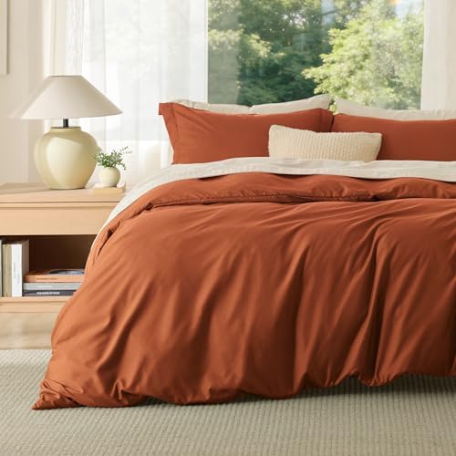 Bedsure Oversized King Duvet Cover, Double Brushed Bedding Set, Terracotta by BEDSURE