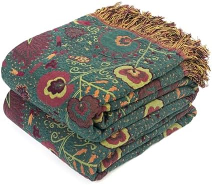 LUTBM Boho Throw Blanket for Bed 60"x80", 100% Cotton Cozy Couch Blankets by LUTBMFindYourFreeSpiritatHome